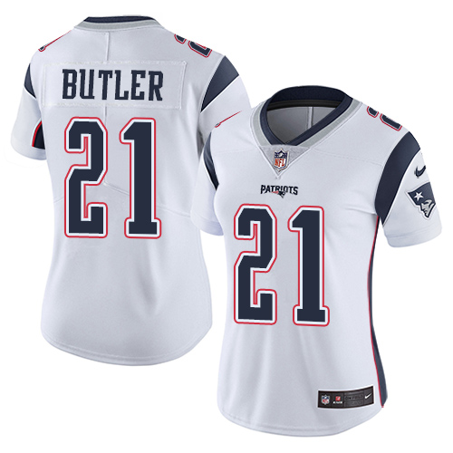 Nike Patriots #21 Malcolm Butler White Women's Stitched NFL Vapor Untouchable Limited Jersey
